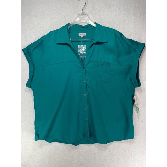 Westbound Tops - Westbound Woman 2X Short Sleeve Button Up Blouse NWT